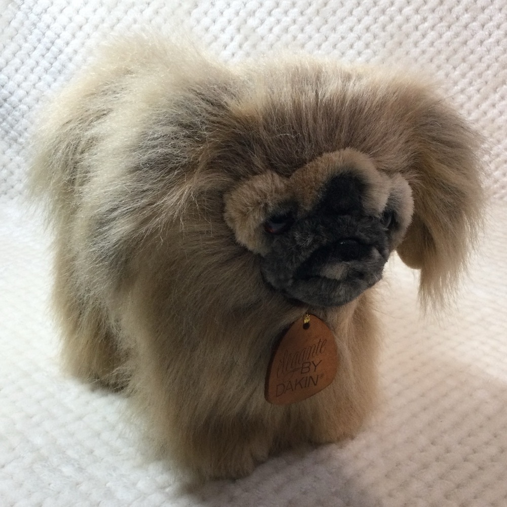 Vintage Elegante by Dakin 1987 Plush Pekingese Realistic Dog Stuffed Animal Toy
